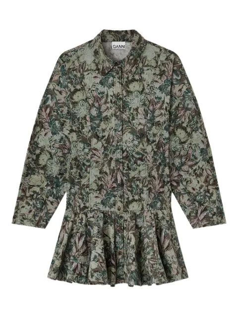 GANNI floral-print buttoned dress Neutrals W1096
