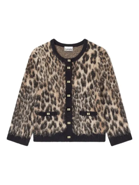 GANNI leopard-print button cardigan Neutrals K2668