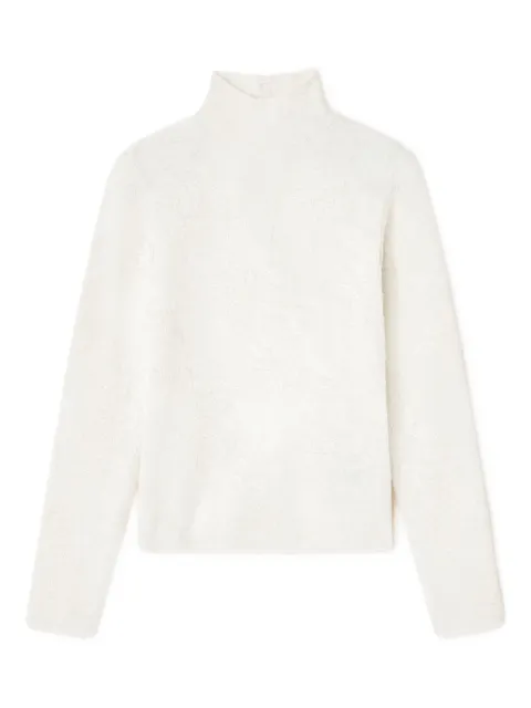 GANNI flower jacquard mockneck top White K2643