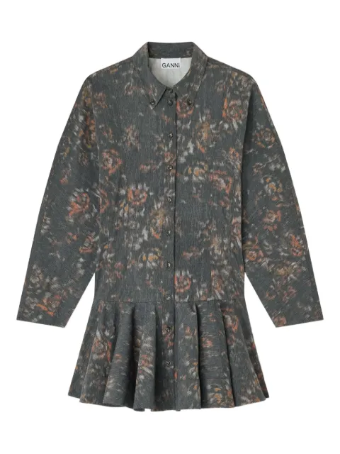 GANNI printed buttoned dress Grey W1019