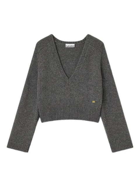 GANNI deep V-neck sweater Grey K2629