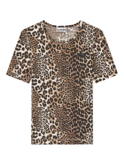 GANNI rib short-sleeve T-shirt Brown T4405