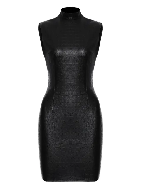 Lika high-neck crocodile-effect mini dress Black 7771