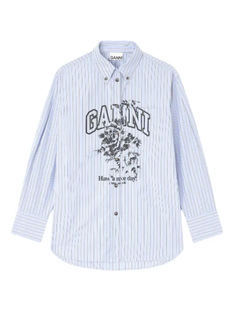 GANNI blue stripe logo shirt Blue W0826