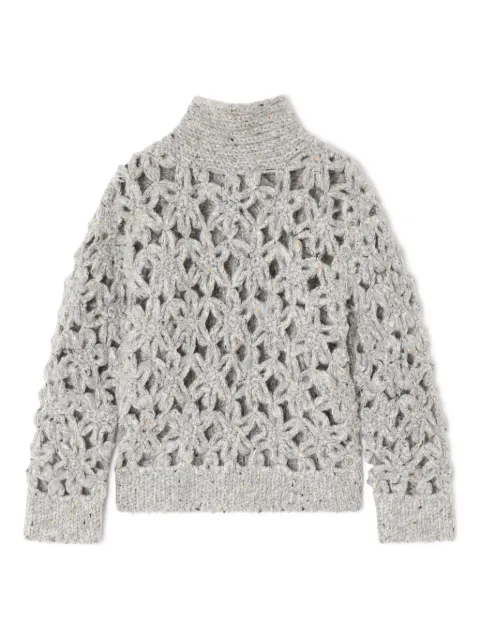 GANNI flower crochet alpaca sweater Grey K2652