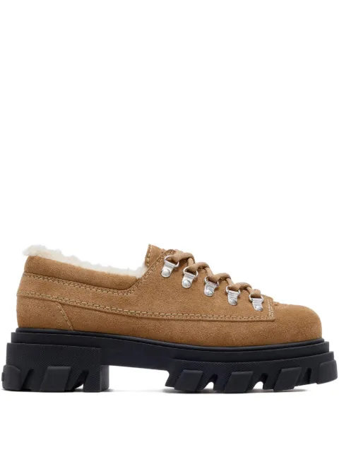 GANNI cleated suede-leather loafers Neutrals S3143