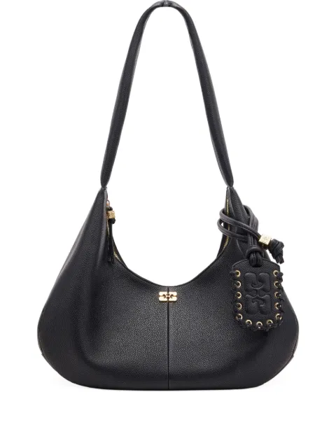 GANNI medium logo-engraved tote bag Black A6981