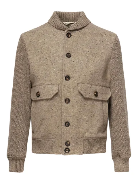 Eleventy speckled-effect ribbed jacket Neutrals L75GBTL06TES0L1138080