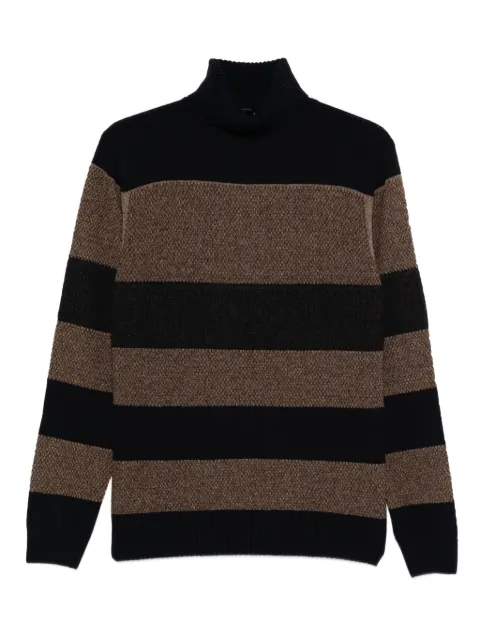 Barba turtleneck striped wool sweater Blue BR047260