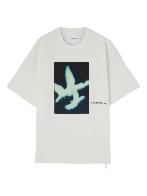 OAMC Peacemaker bird-print cotton T-shirt White PCM1OT02FJE002002