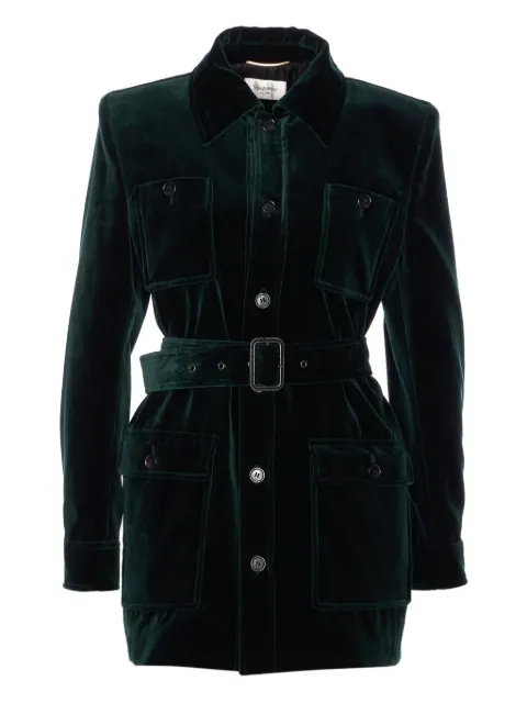 Saint Laurent belted velvet jacket Green 835170Y580T