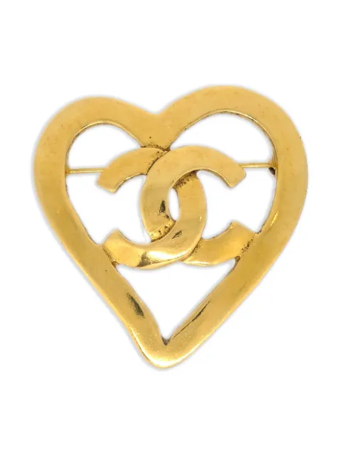 CHANEL Pre-Owned 1995 Heart brooch Gold B165943