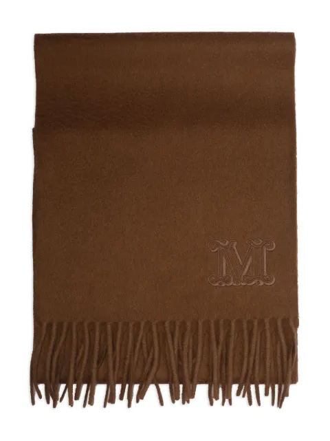 Max Mara embroidered-logo fringe scarf Brown 2524546311600