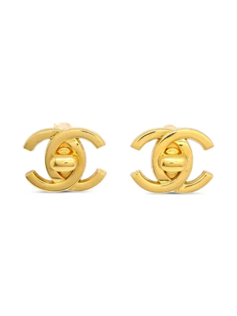 CHANEL Pre-Owned 1996 large CC Turnlock earrings Gold ER165820