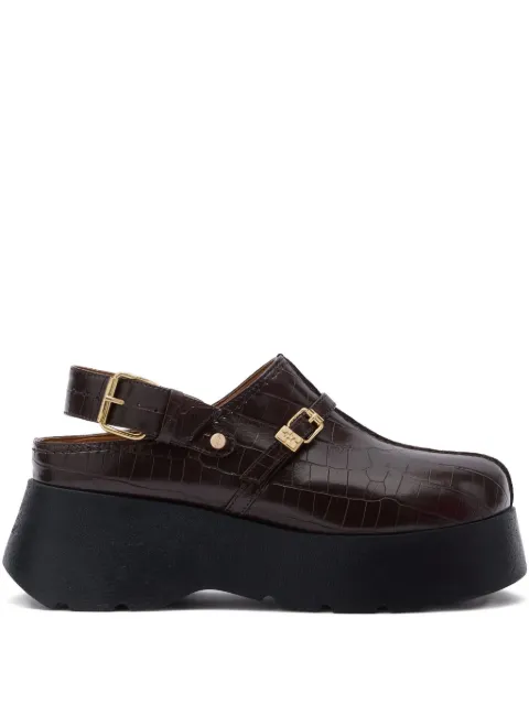 GANNI crocodile-effect buckle pumps Brown S3231BROWN