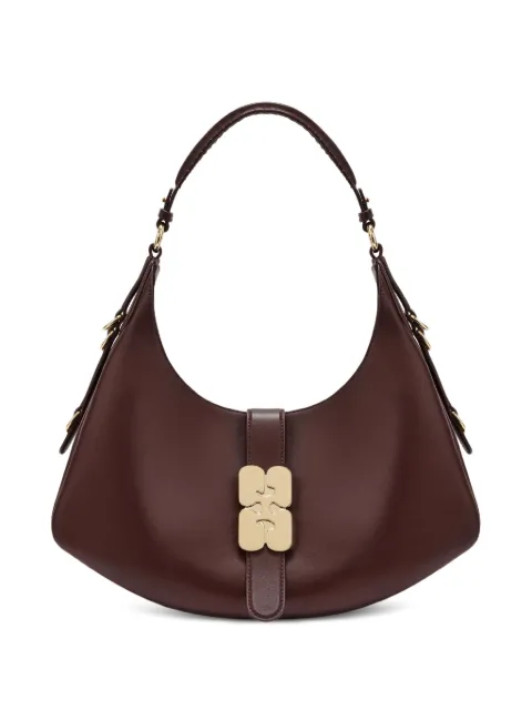 GANNI Butterfly logo-plaque shoulder bag Brown A7302