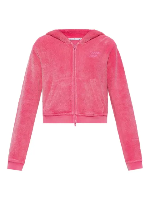 Alexander Wang leaf-embroidered hooded zip-up top Pink 4CC3252647