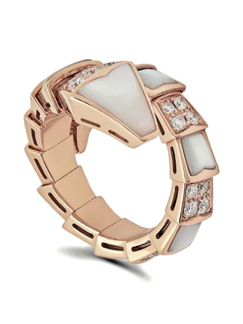 Bvlgari 18K rose gold Serpenti Viper diamond ring Gold 350667