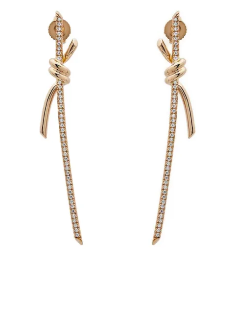 Tiffany & Co. 18K rose gold Knot diamond drop earrings Gold 69526128