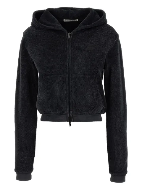 Alexander Wang logo-embroidered zip-front hoodie Black 4CC3252647011