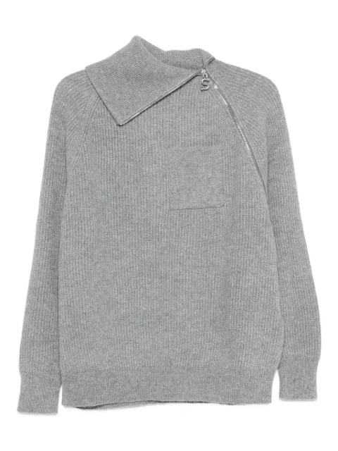 Sportmax asymmetrical-neck zip-front sweater Grey 2522366032600