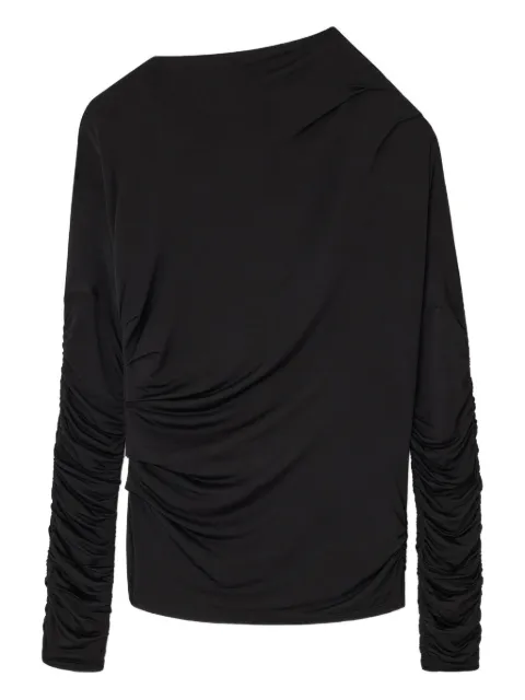 GANNI ruched jersey top Black T4393