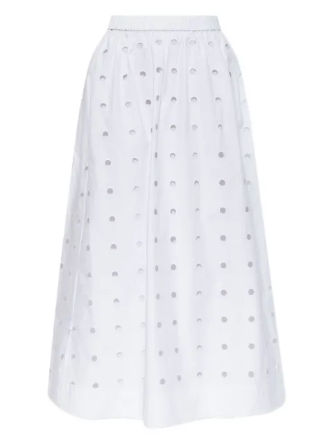 Posse open-cut dots midi A-line skirt White PS1582