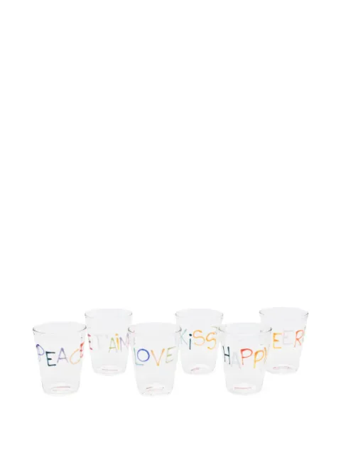 Massimo Lunardon hand-painted glass tumbler (9cm x 5cm x 11cm) Neutrals IT512