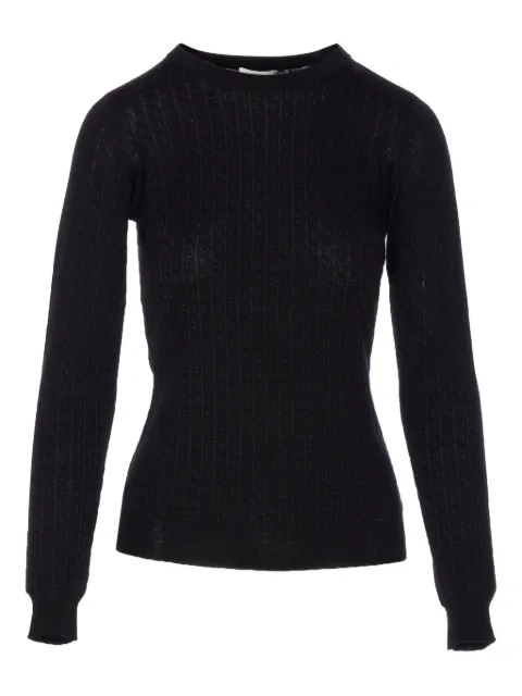 Elisabetta Franchi logo-pattern crew-neck sweater Black MK24S56E2