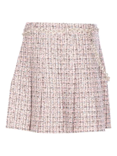 Self-Portrait crystal-embellished tweed mini skirt Neutrals AW25048SKA