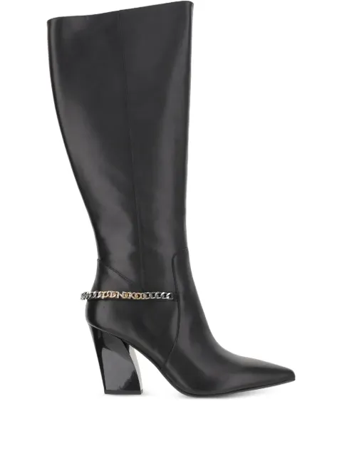 PINKO 90mm chain-embellished leather boots Black SD0419P087