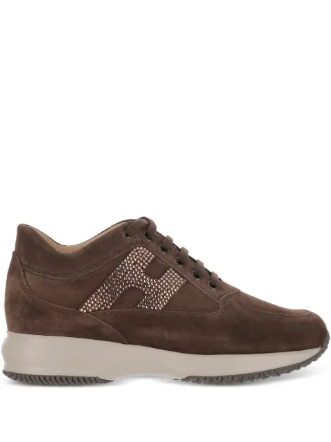 Hogan crystal-embellished suede sneakers Brown HXW00N02011UH6