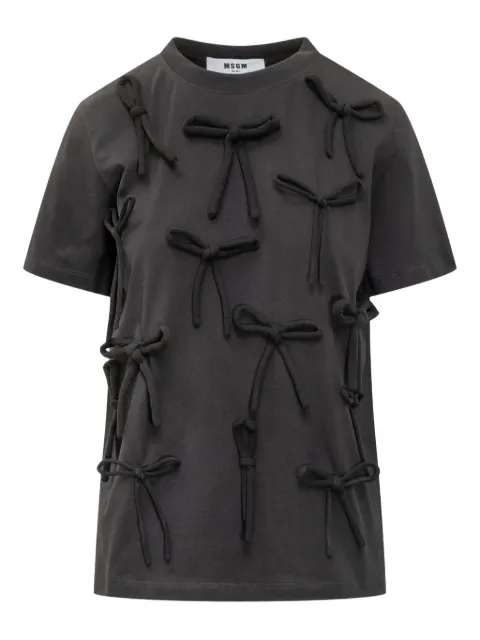 MSGM bow-embellished T-shirt Black 3941MDM82257798