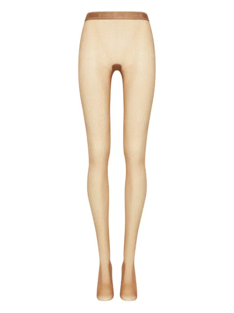 Wolford fishnet logo-waistband tights Neutrals 19393