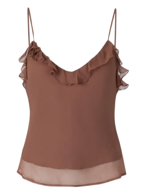 STAUD ruffled spaghetti-strap blouse Brown R25P1026CFC100POLYESTERS100VISCOSE