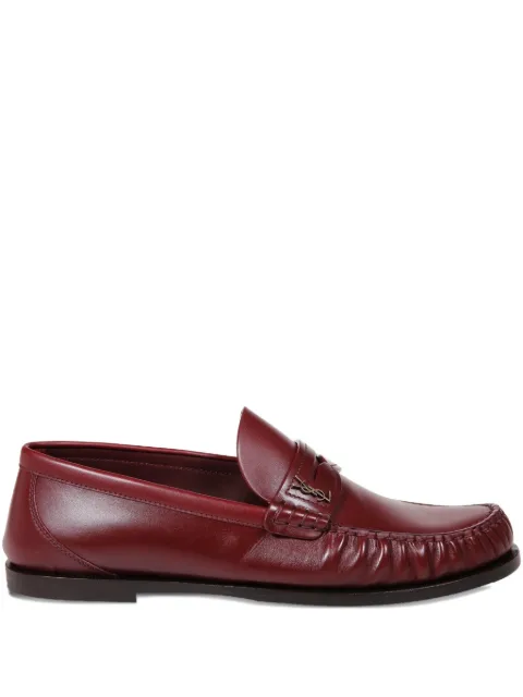 Saint Laurent Laurent logo-plaque leather loafers Red 820648AAELH6826