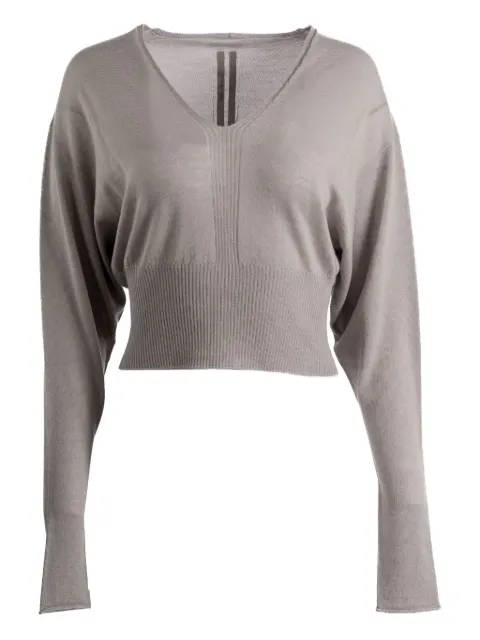 Rick Owens V-neck ribbed top Brown RP02E4665WS