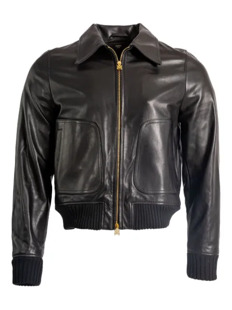 AMIRI leather zip-front bomber jacket Black AMLTJT1028