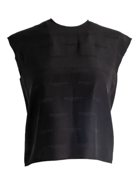 Balenciaga logo-print sleeveless top Black 838750TSN09