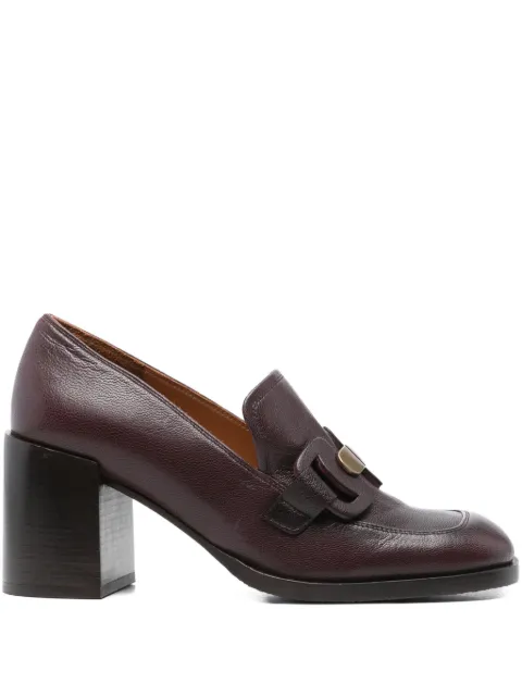 Chie Mihara 75mm block-heel leather mules Red NOWA