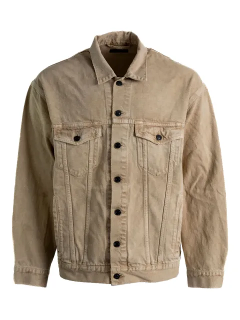 Balenciaga logo-print denim jacket Brown 844891TSWB2