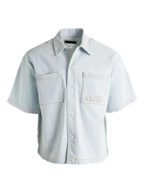 AMIRI 3d short sleeve snap shirt Blue AMDNIR1041