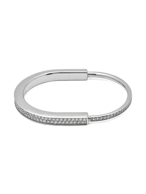 Tiffany & Co. 18K white gold extra small Lock diamond bangle bracelet Silver 70877767
