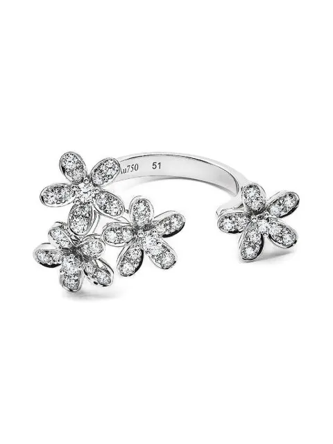Van Cleef & Arpels Vintage 18K white gold Socrate Between the Finger diamond ring Silver VCARB14500