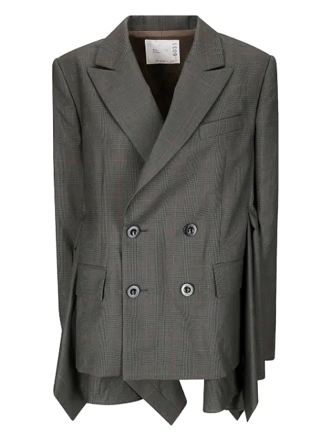sacai double-breasted checked-pattern blazer Grey 2508031