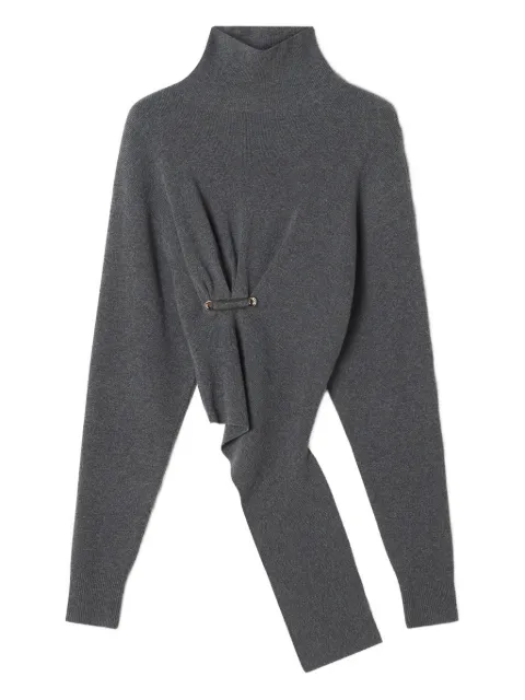 Lanvin safety-pin-detail asymmetric sweater Grey RWPO0004K065H25
