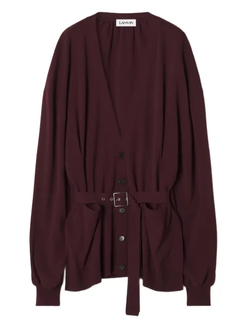 Lanvin belted balloon-sleeve cardigan Red RWCA0011K065H25