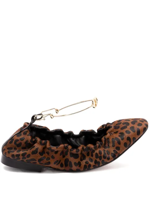 TWINSET leopard-print chain-embellished ballet flats Brown 252TCP224