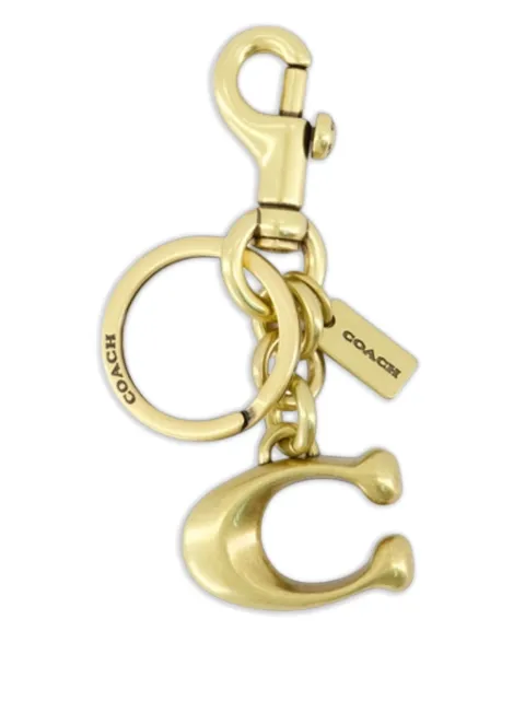 Coach Solid C logo-plaque keyring Gold 1635