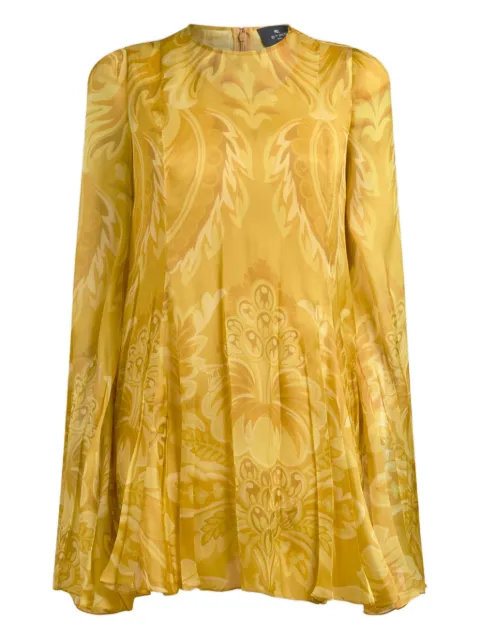 ETRO floral-print pleated mini dress Yellow WRHA051299SA1K2